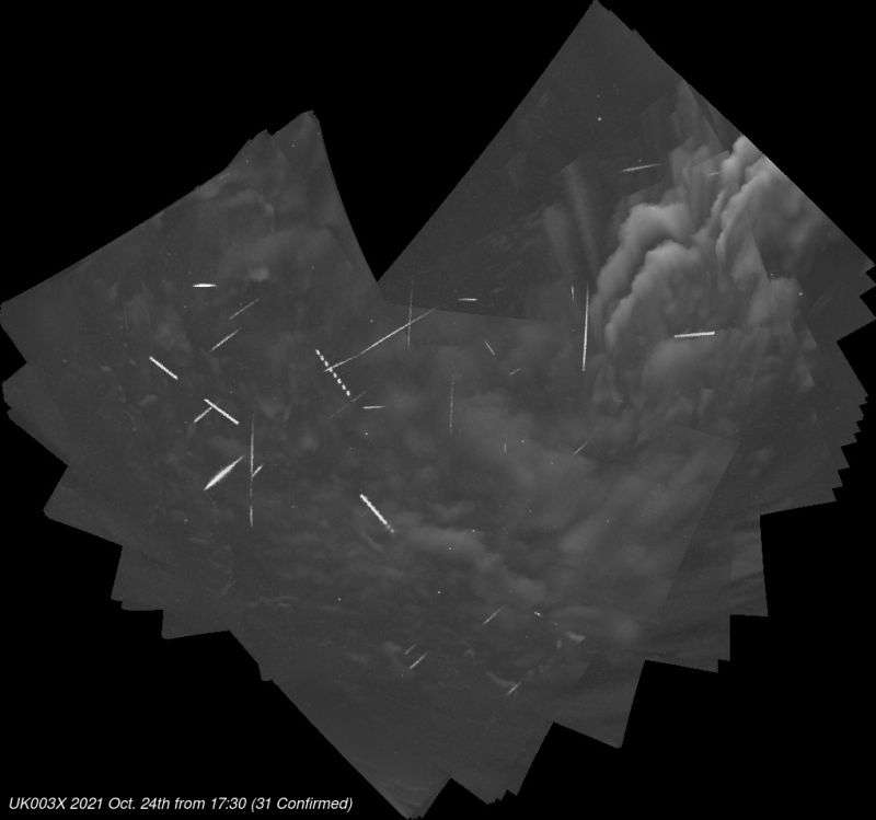 Orionids and Southern Taurids 2021 10 24-25
Meteors recorded by my GMN camera on the night of 24th-25th October 2021. It was a night with bright moonlight and lots of fast-moving clouds, but the system still spotted 11 Orionids, 9 Southern Taurids, 4 epsilon Geminids and 7 sporadics.
