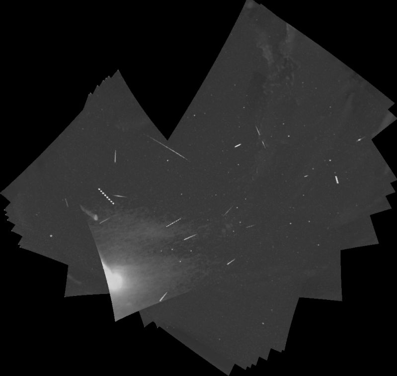 Fireball 2022 Apr 13 23:45 UTC
On the night of April 13th/14th, shortly after 23:45 UTC, a fireball was recorded over Shrewsbury by many meteor and fireball cameras around the UK. My GMN camera caught part of its flight, but on the edge of its field of view. That night the camera also caught 11 other meteors, all sporadics.
