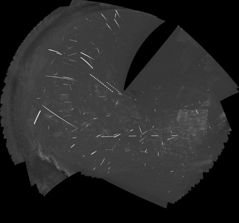Perseids and others on night of 5th to 6th August 2023
This is a tracked stack of the meteors captured by my two Global Meteor Network cameras on the night of 5th to 6th August, 2023. Between them, the cameras caught 149 meteors. The preliminary analysis suggests 74 were Perseids, 39 were sporadics, 9 were Southern delta Aquiriids, 8 were alpha Capricorinds, 8 were kappa Cygnids, 7 were Piscis Austrinids, 2 eta Eridanids and 2 Northern delta Aquiriids. There was patchy cloud at times, and the Moon was a few days past full, but still bright. The camera fields do overlap, so some were seen by both cameras...
