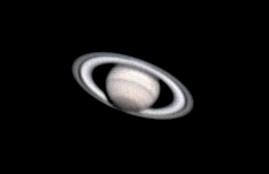 Saturn with 2 Meade 2x Barlows Jan 2004
Second attempt at Saturn this time using a 2 Meade 2x Barlow, Seeing 6/10.  Processed Registax 400ish frames from 600 auto-selected.
Link-words: Saturn