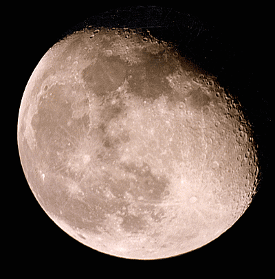 The Moon
The 3/4 Moon is captured in this splendid photograph. 
The mare - the lunar "seas" show up extremely well in this image, as do the huge ray features associated both with Copernicus and Tycho.
Link-words: Moon