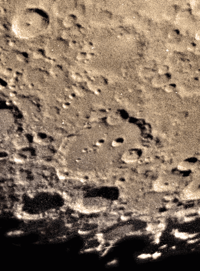 Clavius Crater - The Moon
No one can tire of seeing images of our sister "planet" - the Moon. 
Here the southern limb shows off some of its magnificent craters and features. 
In the centre of the image is the crater Clavius. This large crater sports a whole retinue of smaller craters within itself - indeed the well defined impact crater resting on the right hand side of Clavius is Rutherford. 
Whilst no evidence of the huge rays associated with Tycho ( top left) when the moon is full, can be seen in this view, its walls are well picked out including the central peak. 
Clavius is 225 kilometres in diameter and named after the German mathematician and astronomer, described as the Euclid of the sixteenth century. 
Tycho is a mere 85 kilometres and named after Tycho Brahe the Danish astronomer who outlined planetary motion.
Link-words: Moon