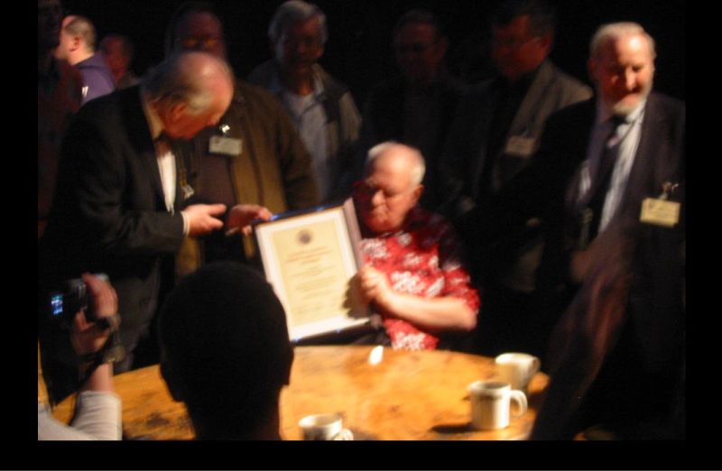 Sky at Night 50th Anniversary
Presentation being given by Alan Chapman of the BAA.  Present were OAS PresidentGilbert Satterthwaite, Chairman Jim Mehta and Vice Chairman Sue Peters and Paul Whitmarsh former Chairman. 
Link-words: Chichester Celebration2007