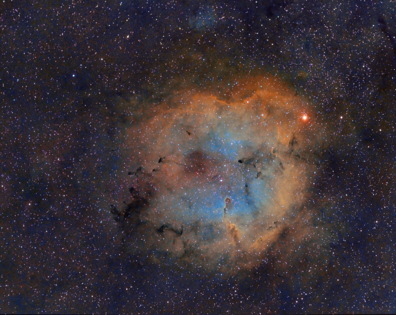 Elephant's Trunk Nebula IC1396 
During Lockdown Bortle 8
Atik460EX and Samyang 135mm F2 lens @ F2.8
HEQ5
Ha 4 x 900
Ha 15 x 600
Oiii 10 x 300 binned
Sii 12 x 300x2
RGB stars 6 x 150 (each
Total of 6 hours 5mins
Link-words: CarolePope