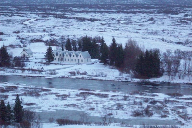 Althing Parliament at the junction of the Eurasian and American tectonic plates  
Thingvellir.  The oldest Parliament in the World, seen from the American plate, the Parliament is on the Eurasian plate.  
Althing Parliament, the most powerful legislative and judicial commission. Public speeches, announcements, and arguments were held from Logberg (also known as Law Rock), a natural rocky area within Thingvellir. Parliament was held here from 930 AD until 1798.
Link-words: Iceland2012