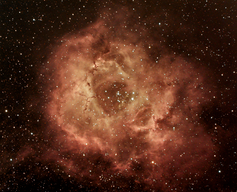 Rosette Nebula Ha and DSLR
Ha from Atik460 and RGB from DSLR 
Link-words: CarolePope