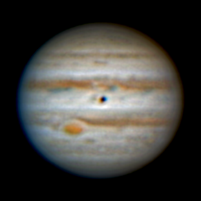 Jupiter, Io, Io's Shadow and Great Red Spot 
 1 x 90s @ 10fps

Link-words: Duncan