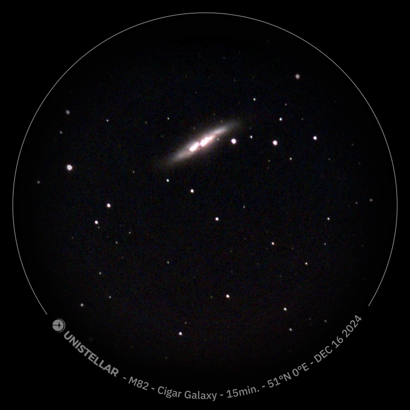 The Cigar galaxy 
The Cigar galaxy, M 82, as seen at Otford.
Link-words: Galaxy