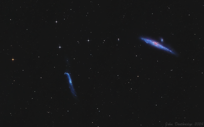 NGC 4631 and NGC 4656 aka Whale and Hockey Stick
One shot colour image of NGC 4631 and NGC 4656 aka Whale and Hockey Stick located in Canes Venatici.
