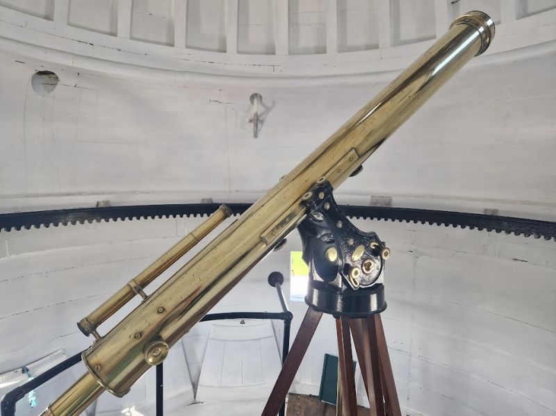 Telescope inside Cupola- Kings Observatory
Image of telescope inside the Observatory Cupola at top of building
Link-words: Kings Observatory 2024