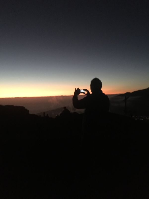 Dave allen taking a shot
Mirador Astronómico del Llano del Jable at 1300 metres above sea level. Sunset - photo taken by Carole Pope 
Link-words: LaPalma2024