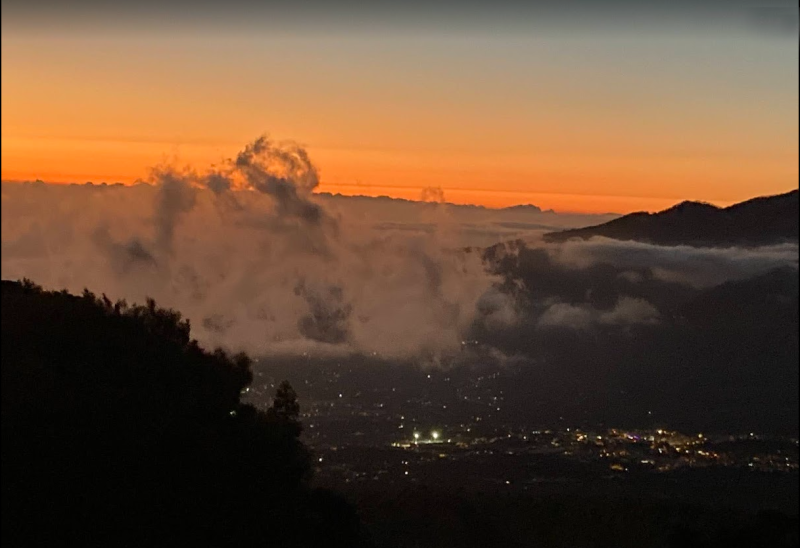 Sunset and cloud
Photo taken by Noel Clark.
We were situated at 1300 feet slightly above the cloud, and taken to a lower elevation at 1300 metres in order to see a Southern horizon (and not have a Mounatin blocking it. 
Unfortunately is was very windy, which curbed our ability to do astrophotography, but a few shots were taken with smartphones. 
Link-words: LaPalma2024